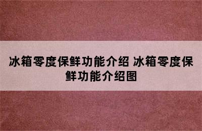 冰箱零度保鲜功能介绍 冰箱零度保鲜功能介绍图